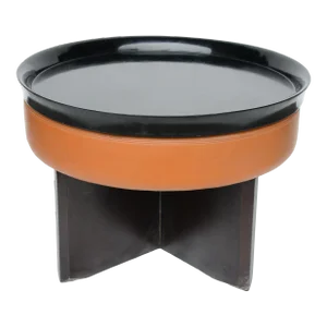 Black and Orange Wooden Round Coffee Table. Top With Tray