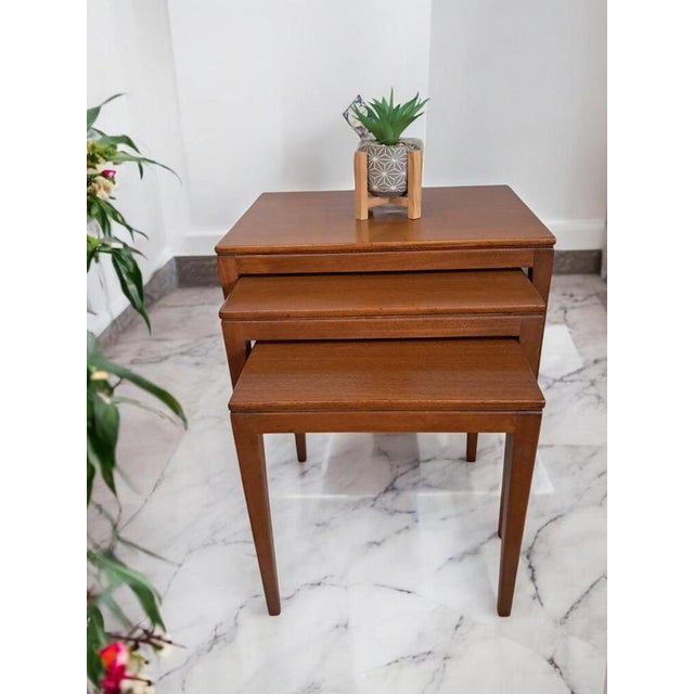Vintage Nesting Tables in Teak, 1960, Set of 3 For Sale - Image 3 of 14