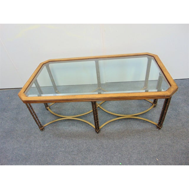 Late 20th Century Hollywood Regency Style Faux Bamboo Coffee Table For Sale - Image 5 of 8