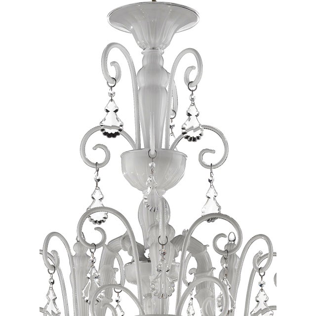 Mid-Century Modern Imperial Venetian Modern White "Ca' Rezzonico" With Curls Murano Glass Chandelier . For Sale - Image 3 of 7