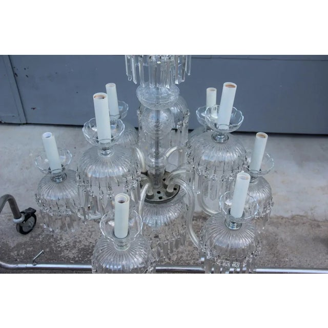 Round Bohemia Crystal Chandelier, 1950s For Sale - Image 9 of 11