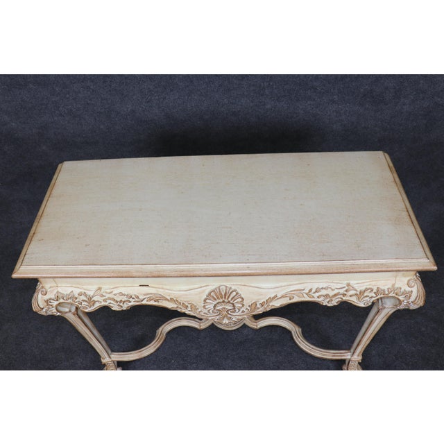 French Louis XV Style Distressed Painted Console Table For Sale - Image 3 of 14