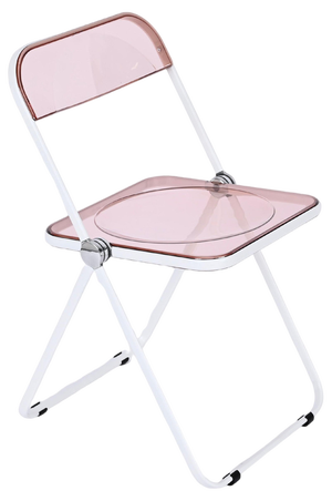 Vintage Acrylic Pink and White Folding Plia Chairs by Giancarlo Piretti for Castelli, 1970s