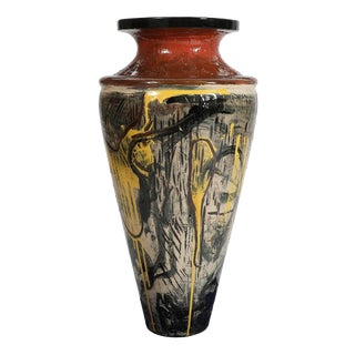 Floor Vase in Faience by Peter Brandes, 1940s For Sale