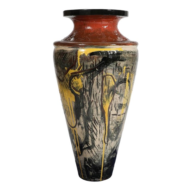 Floor Vase in Faience by Peter Brandes, 1940s For Sale