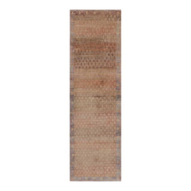 Rug & Kilim’s Modern Classics Runner Rug in Ombre Rust and Mauve Floral Lattice Pattern For Sale