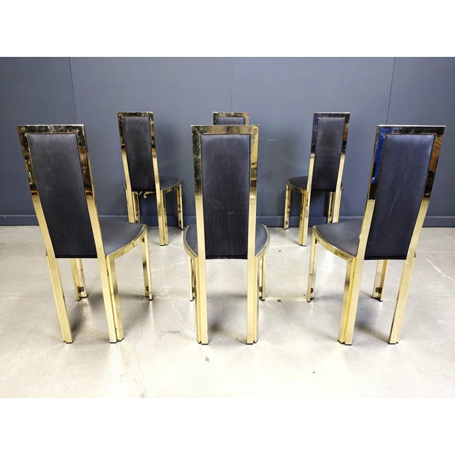 Metal Vintage French Brass Dining Chairs, 1970s, Set of 6 For Sale - Image 7 of 12
