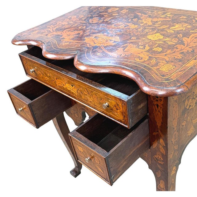 Antique Walnut and Marquetry Inlaid Side Table, 1760 For Sale - Image 9 of 14