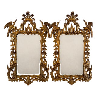 Antique Giltwood Rococo Chinoiserie Wall Mirrors, 1880, Set of 2 For Sale