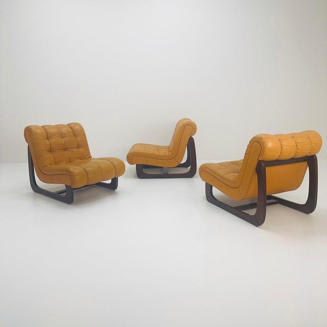 Mid-Century Armchair in Wood and Leather, 1960s For Sale - Image 11 of 11