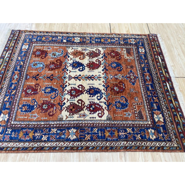 Rust Kazak Style Hand-Knotted Wool Area Rug For Sale - Image 13 of 13