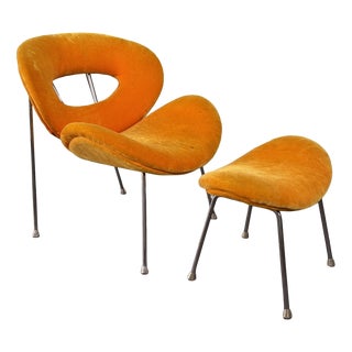 Set of Kare Chair with Pouf, 1980s For Sale