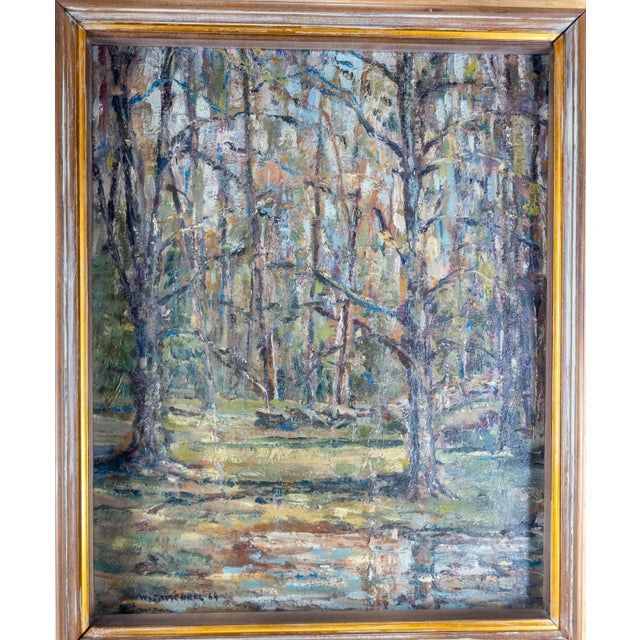 We are selling this great Mid-Century impressionist painting of a wooded landscape. This painting has good style with...
