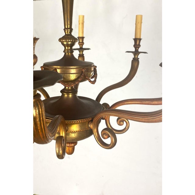 Metal Vintage 8 Light Art Nouveau Style Chandelier For Sale - Image 7 of 8