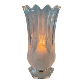Vintage Crystal Tulip Torchiere Style Table Lamp For Sale