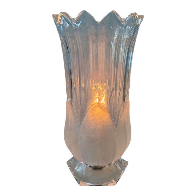 Vintage Crystal Tulip Torchiere Style Table Lamp For Sale