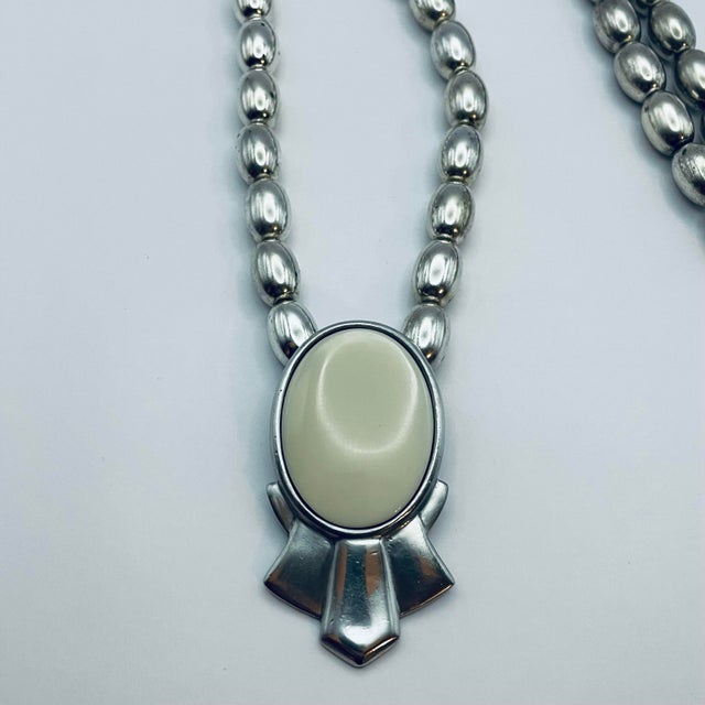 Metal Vintage Ben-Amun Runway Silver Tone Sautoir Pendant Necklace C. 1980s For Sale - Image 7 of 7