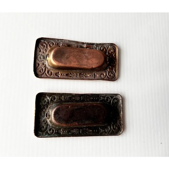 Victorian Antique Copper Recessed Door/Window Pulls - a Pair For Sale - Image 3 of 4