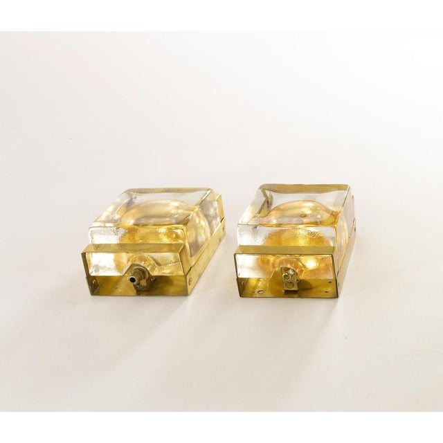 Gold Maritim Glass and Brass Wall Lamps by Vitrika, 1970s, Set of 2 For Sale - Image 4 of 6