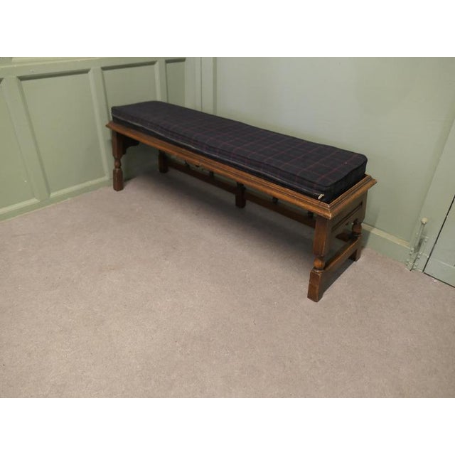 Vintage Hall Bench in Oak, 1920 For Sale - Image 6 of 8