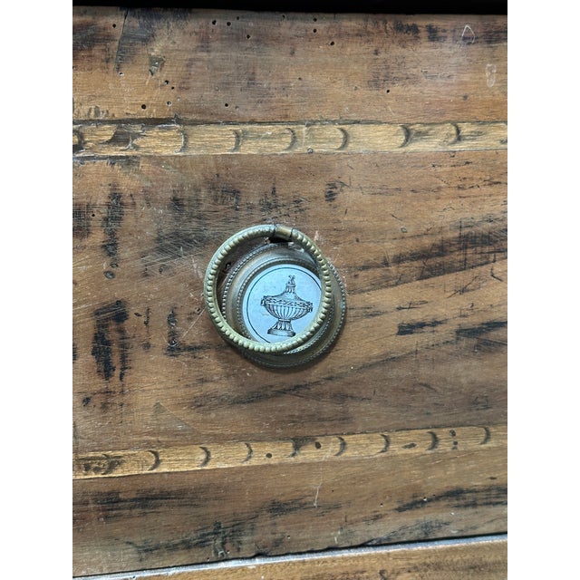 19th Century Italian Neoclassical Walnut Commode Inlay 3 Drawer Chest For Sale - Image 4 of 14