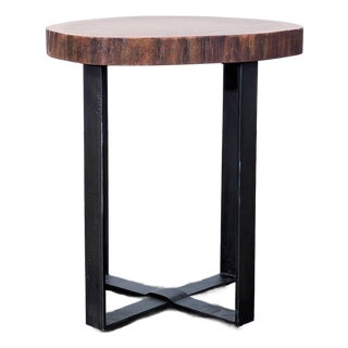 Pottery Barn Live Edge Accent Table on Steel Base For Sale