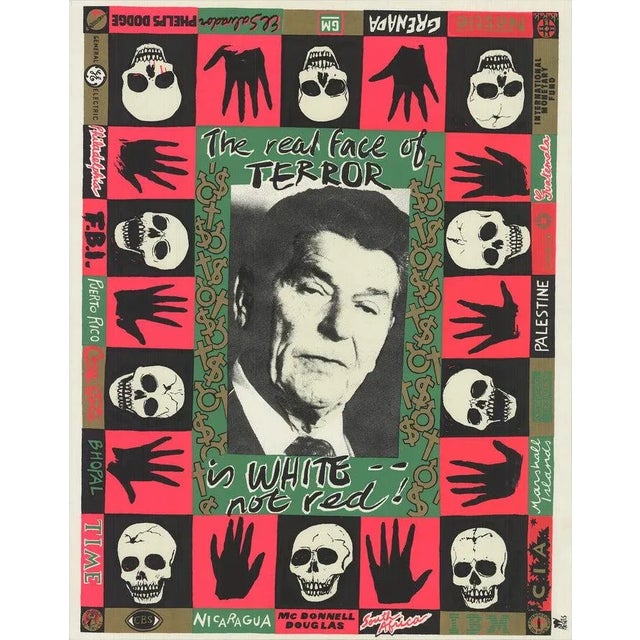 Artist: Carol Porter Title: The real face of terror is white - not red! (Green) Year: 1986 Signed: No Medium: Serigraph...
