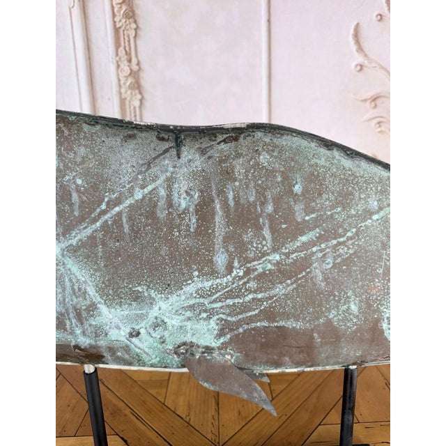 Monumental American Folk Art Copper Whale Weathervane With Verdigris Patina For Sale - Image 10 of 13