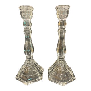Early 21st Century Tiffany & Co. Crystal Candleholders in the Hampton Pattern - A Pair For Sale