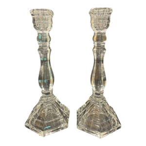 Early 21st Century Tiffany & Co. Crystal Candleholders in the Hampton Pattern - A Pair