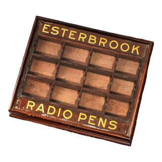 Esterbook Radio Pens Antique Advertising Writing Fountain Pen Retail Display Case For Sale