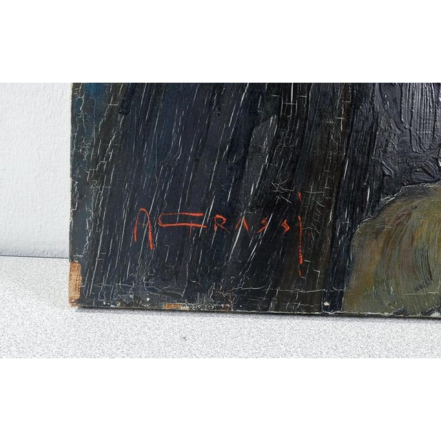 Alfonso Grassi, An Old Man on a Stick, 1960s, Oil Painting on Canvas For Sale - Image 6 of 14