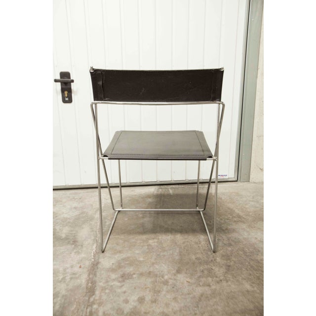 Industrial Minimalist X Line Chair attributed to Niels Jorgen Haugesen, 1970s For Sale - Image 3 of 18