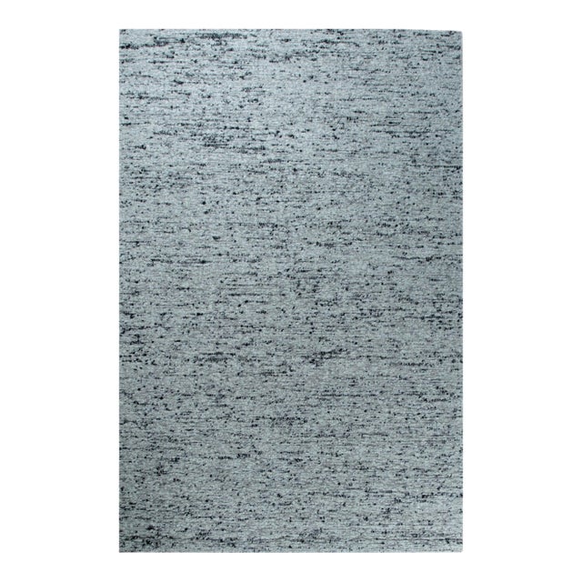 6x9 Opulent Alluring Dark Gray Geometric Modern Handmade Wool Carpet Rug For Sale