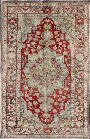 Keivan Woven Arts, Osm-19, Mid-Century Vintage Turkish Oushak Rug- 4′2″ × 6′11″