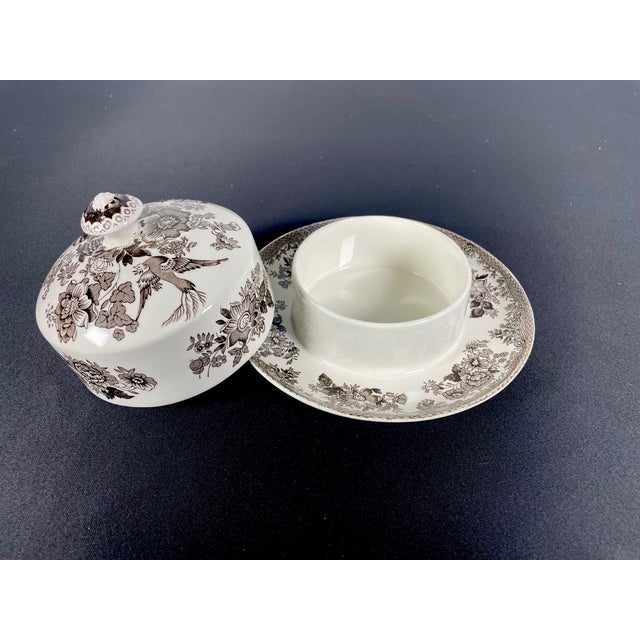 Pheasants Ceramic White and Brown Butter Dish from Wedgwood, 1960s For Sale - Image 12 of 14