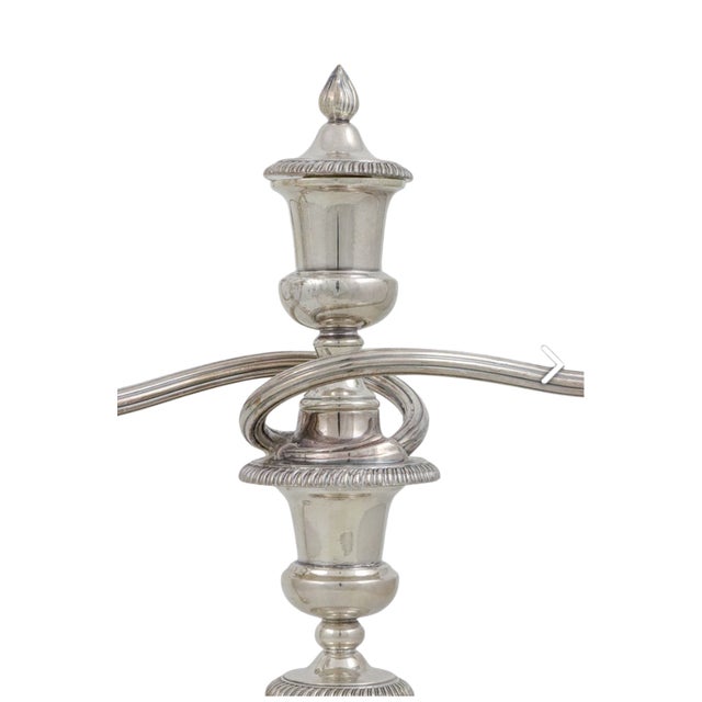 Neoclassical A Pair of Large Neoclassical Silverplate 2 - Arm Convertible Candelabra For Sale - Image 3 of 6