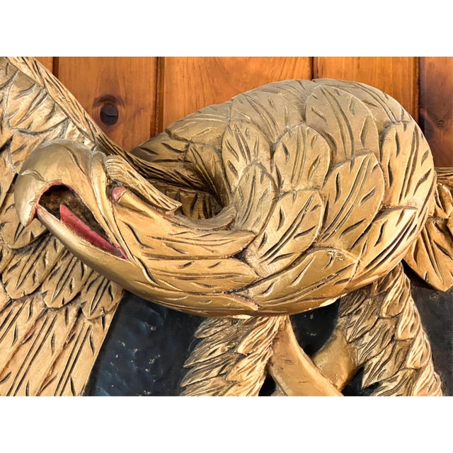 Mid 20th Century Mid 20th Century Maine Gilt Carved Eagle Stern Board For Sale - Image 5 of 12