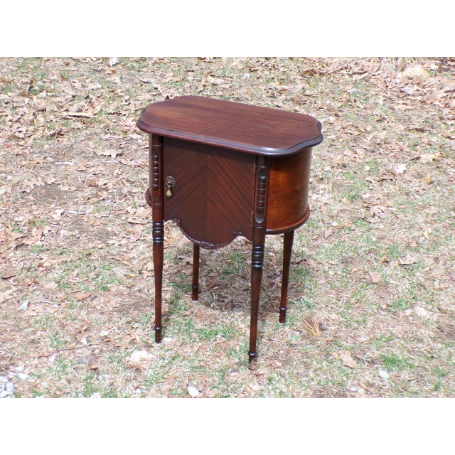 Vintage Mahogany French Style Tobacco Humidor Cabinet Smoke Stand Bedside Table For Sale - Image 9 of 12