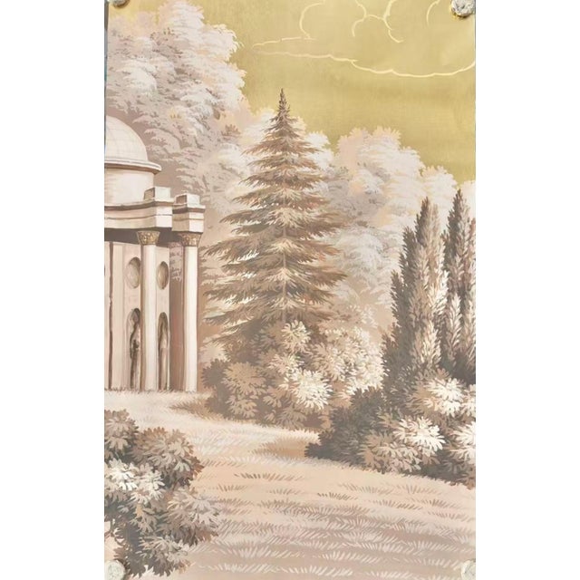 Transform your interior with this hand painted scenic wallpaper mural, featuring a timeless garden landscape with elegant...
