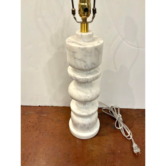 Currey & Company Currey & Co Modern White Marble Lamp For Sale - Image 4 of 4