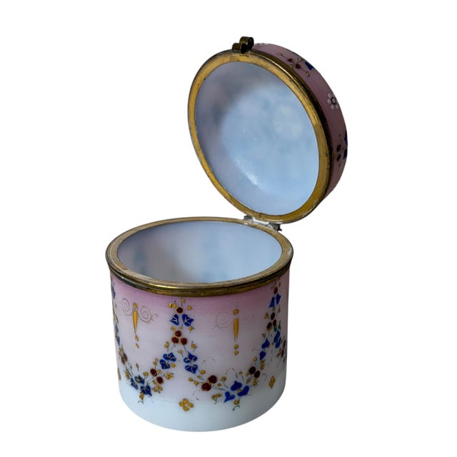 Victorian Mid 19th Century Victorian Enamel Opaline Glass Box For Sale - Image 3 of 7