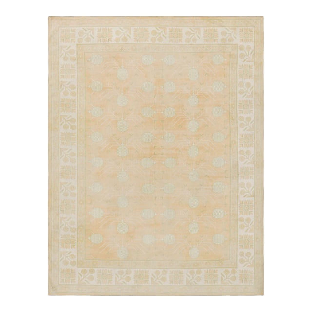 Rug & Kilim’s Khotan Style Rug In Blue and Pink With Pomegranate Floral Patterns - 10x14 For Sale