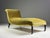 French chaise longue. 19th century, napoleon iii period. Slipper-style. Sturdy and solid. Upholstered in yellow/gold...