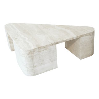 Triangular Travertine Table, 1970s For Sale