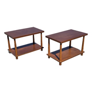 T H Robsjohn Gibbings Reverse Taper Widdicomb Side End Table Pair For Sale
