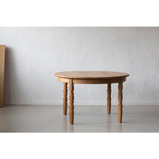 Round Oak Table from Brobyværk Møbelfabrik, Denmark, 1970s, in Very Good conditions. Designed 1970 to 1979 This piece has...