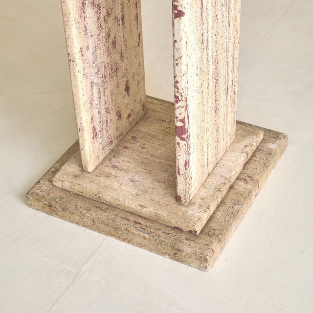 Italian Travertine Pedestal with Stepped Base, 1970s For Sale - Image 10 of 11