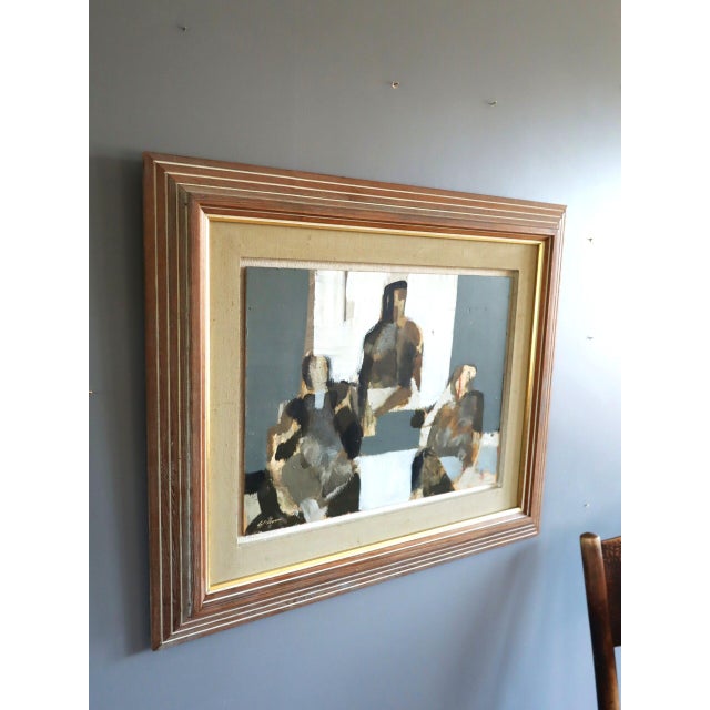 Mid-Century Modern 'Abstract Trio' Vintage Swedish Abstract Figurative Oil Painting, Framed For Sale - Image 4 of 12