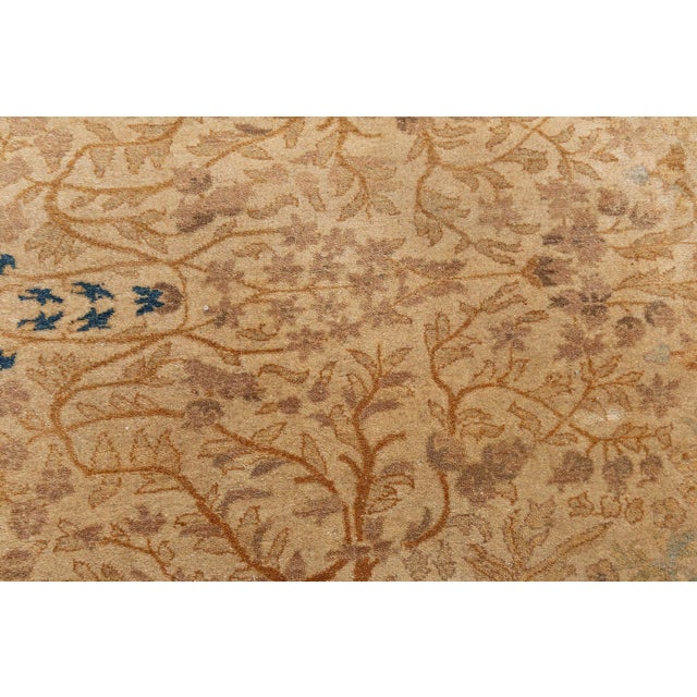 Folk Art Contemporary Floral Medallion Warm Tan Rug "Sunseed" by Doris Leslie Blau For Sale - Image 3 of 9
